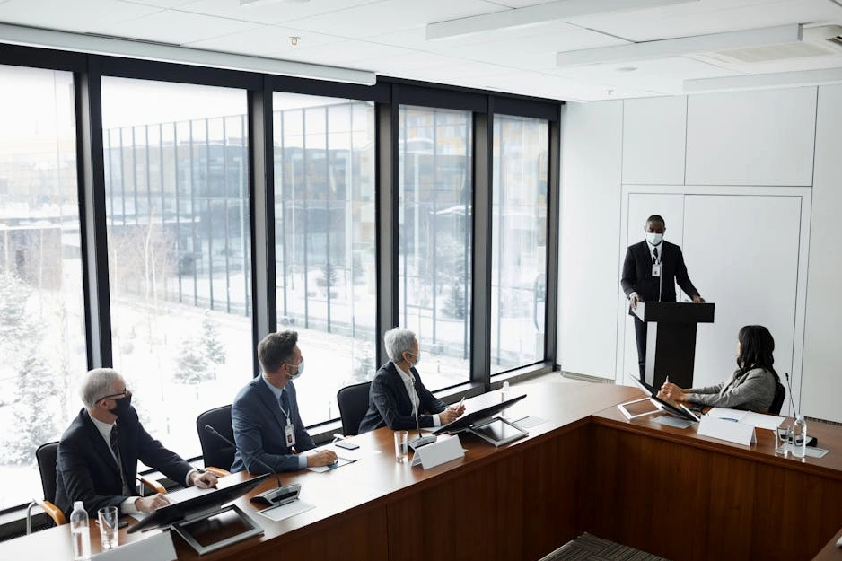 A team of legal and financial consultants collaborating in a modern office.